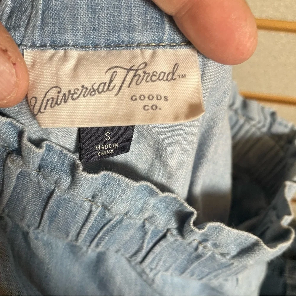 Universal Threads Blue Skirt Elastic Waist Pockets Looks Denim 100% Cotton Small